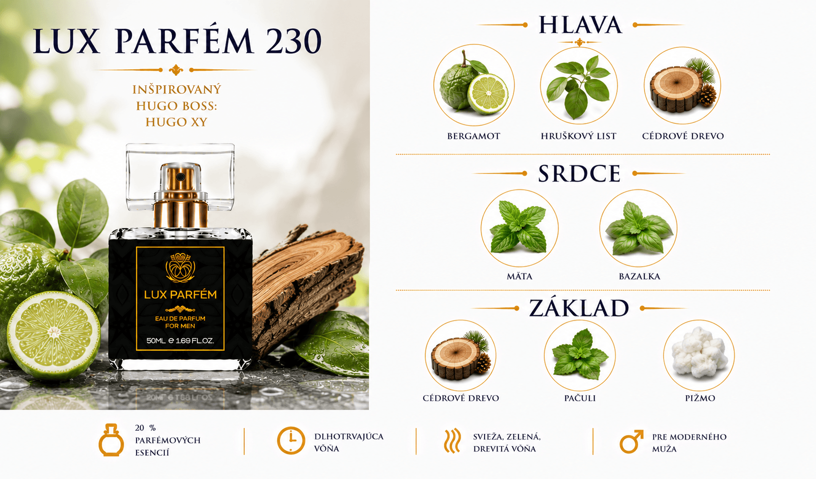 Lux Parfém 230 – Inšpirovaný Hugo Boss: Hugo XY
